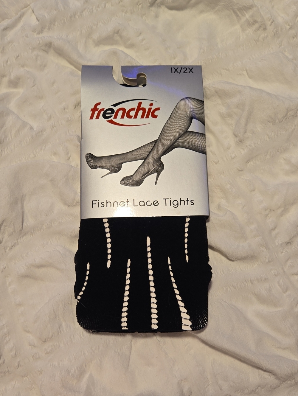 Frenchic Black Fishnet Lace Tights with Vertical Ladder Accent